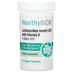 HealthyBiom, лактобактерии реутери (Lactobacillus reuteri) LRC с витамином D, 5 млрд КОЕ, 90 растительных капсул