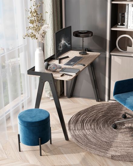 Пуф Грейс с ящиком велюр синий