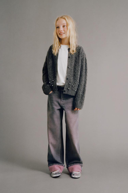 ZARA ДЖИНСЫ STRAIGHT С ЭФФЕКТОМ ПОТЕРТОСТИ, СЕРЫЙ