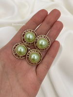 Пуговицы Шан. Золотые Жемчуг5 лого 20 мм зеленые