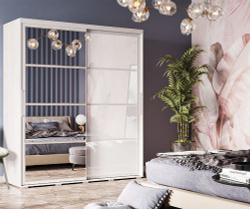 Шкаф-купе с зеркалом Крафт-6, ясень белый