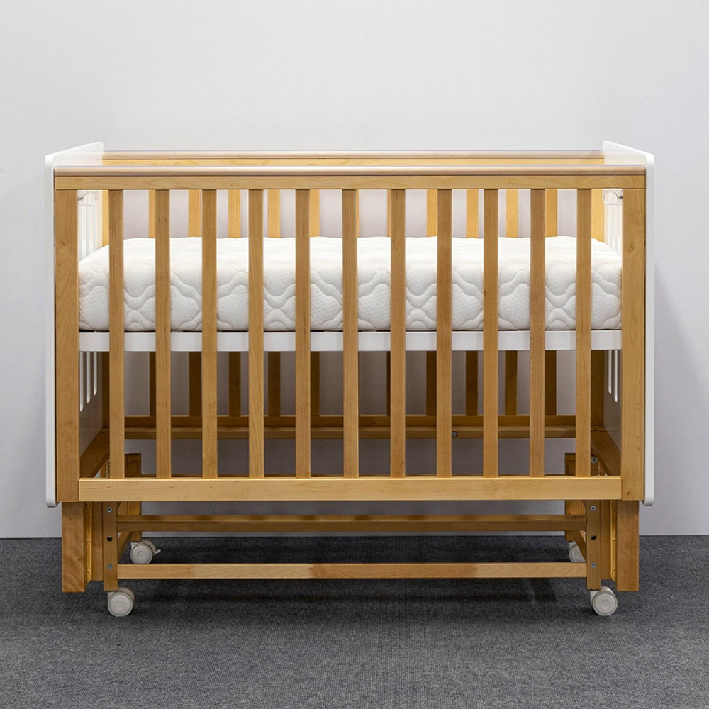 Кровать Antemi Mari 120х60 с маятником Ник 14 б/д Белый/Дерево + НиК 15 д Дерево