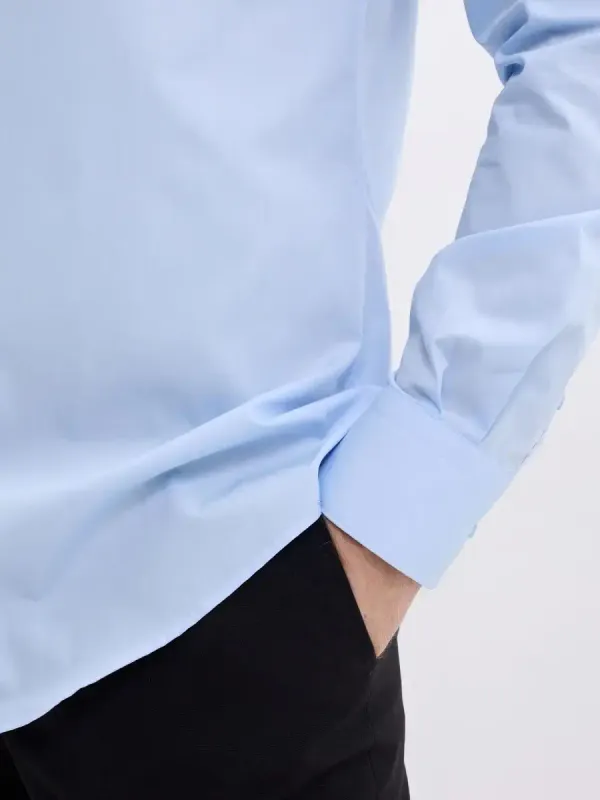 Рубашка на высокий рост LONG SLIM FIT с длинным рукавом, голубая