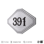 Номерок на дверь квартиры 391, для кабинета, офиса, шильдик 9 х 7 см, брашированная сталь, Айдентика Технолоджи