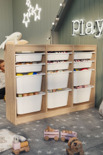 Стеллаж LARA с 12 выдвижными ящиками - сосна