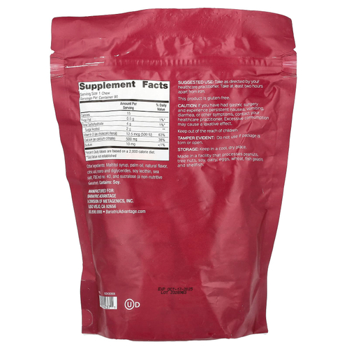 Bariatric Advantage, Chewy Bite с цитратом кальция, без сахара, со вкусом клубники, 90 жевательных таблеток