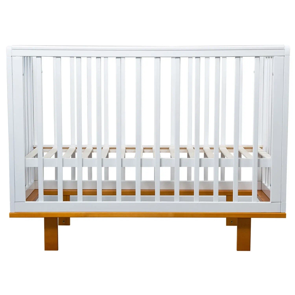 Кровать детская Мой Малыш Marit (3 уровня ложа, продольный маятник, накладка ПВХ) белый-бук