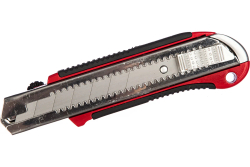 Нож, 25 мм, выдвиж. лезвие, усилен. металл. направляющая, металл. обрезин. рукоятка Matrix (Матрикс)