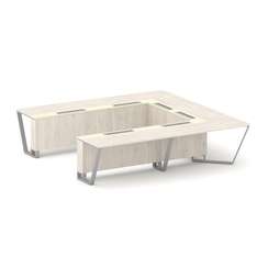 Steel Meet Стол переговорный П-образный KM-PR.B.SP-11P Денвер Светлый/Ваниль Глянец/Металл Серый 320