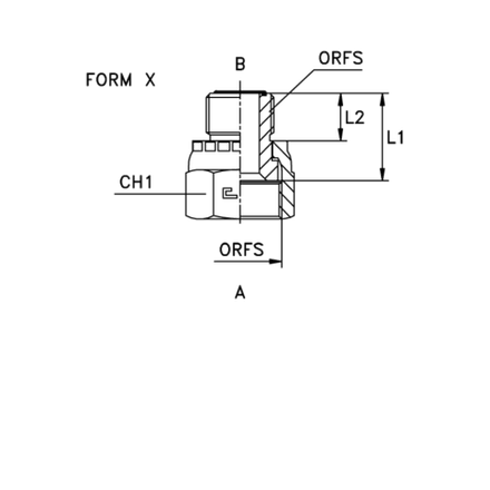 Соединение PR D25-20 ORFS 1.7/16 - 1.3/16