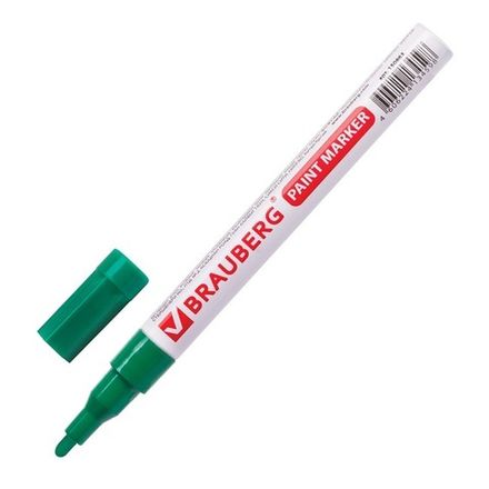 Маркер-краска лаковый, 1-2мм, зеленый, нитро-основа, Brauberg