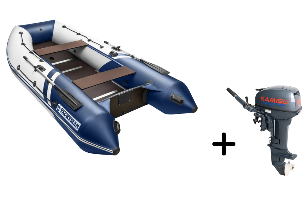 YACHTMAN-340 СК белый-синий + KAMISU T 9.9 BMS (комплект лодка + мотор)