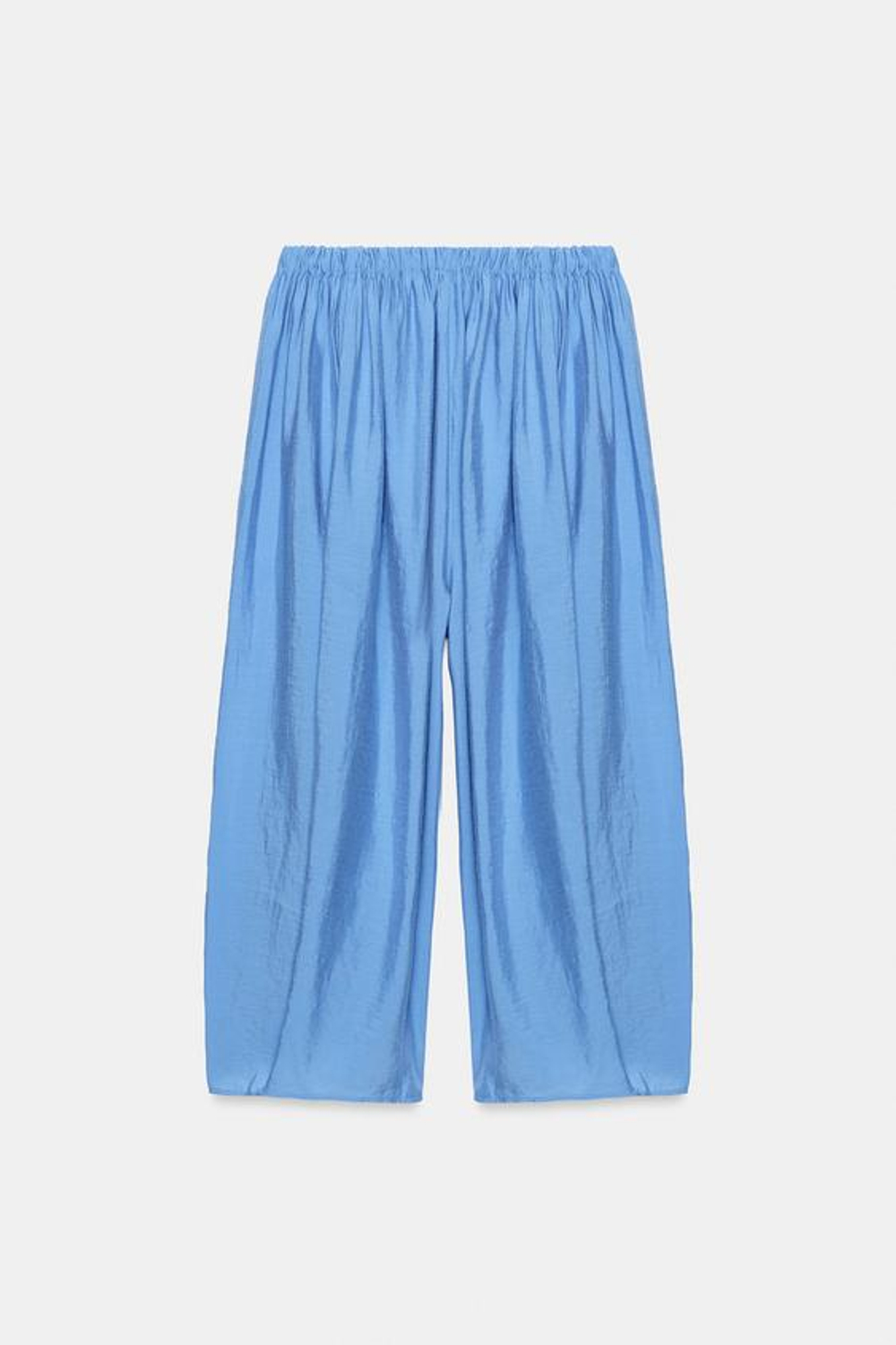 ZARA ОБЪЕМНЫЕ СТРУЯЩИЕСЯ БРЮКИ, СИНИЙ