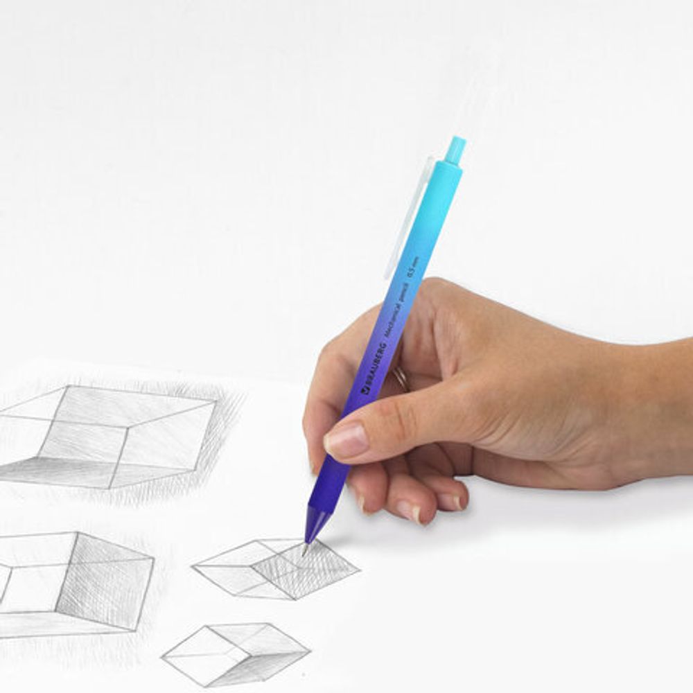 Карандаш механический 0,5 мм, BRAUBERG SOFT "Grade", HB, корпус soft-touch ассорти, 181958