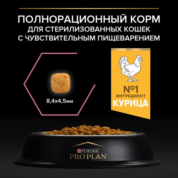 Уценка! Срок 21.07.26/ Сухой корм Pro Plan Sterilised для взрослых стерилизованных кошек с курицей