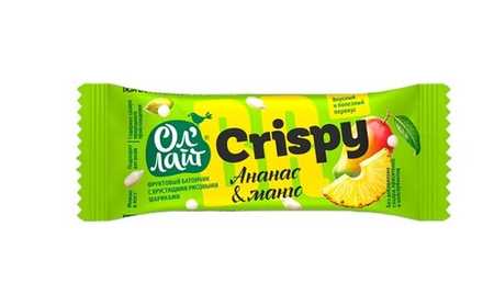 Фруктовый батончик с хрустящими шариками Ананас & Манго, 30 г (0,48 б)