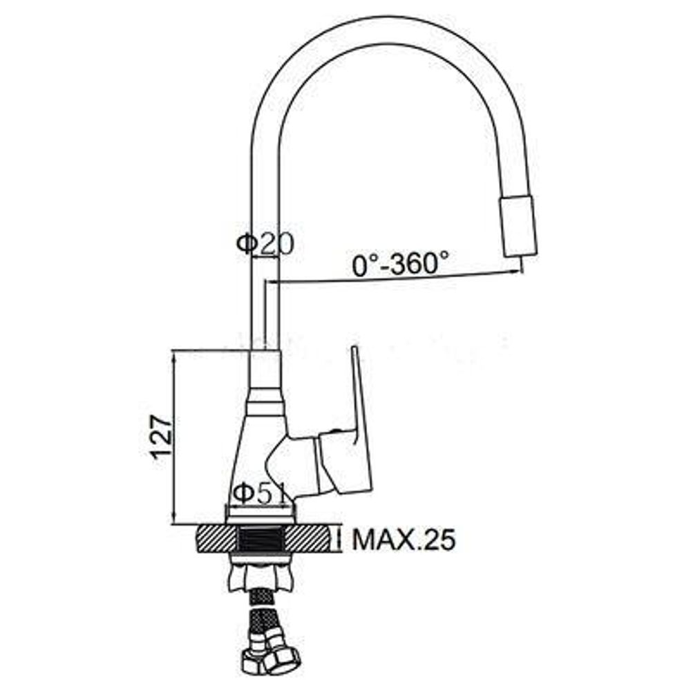Смеситель LEDEME 4699-3 с силиконовым изливом (на гайке) шар d40 (Белый/Хром)