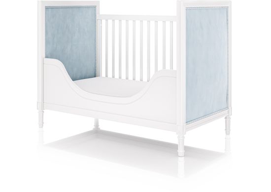 Кроватка Elit (белый, голубая ткань)