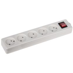 Колодка ЭРА K-5s 5 розеток без зазeмления с выключателем белая