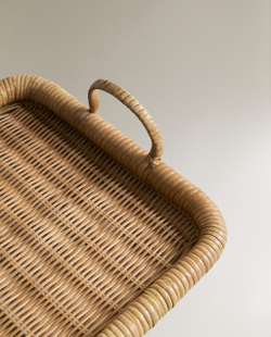 Zara Home Поднос из ротанга, цвет бежевый, 40 см