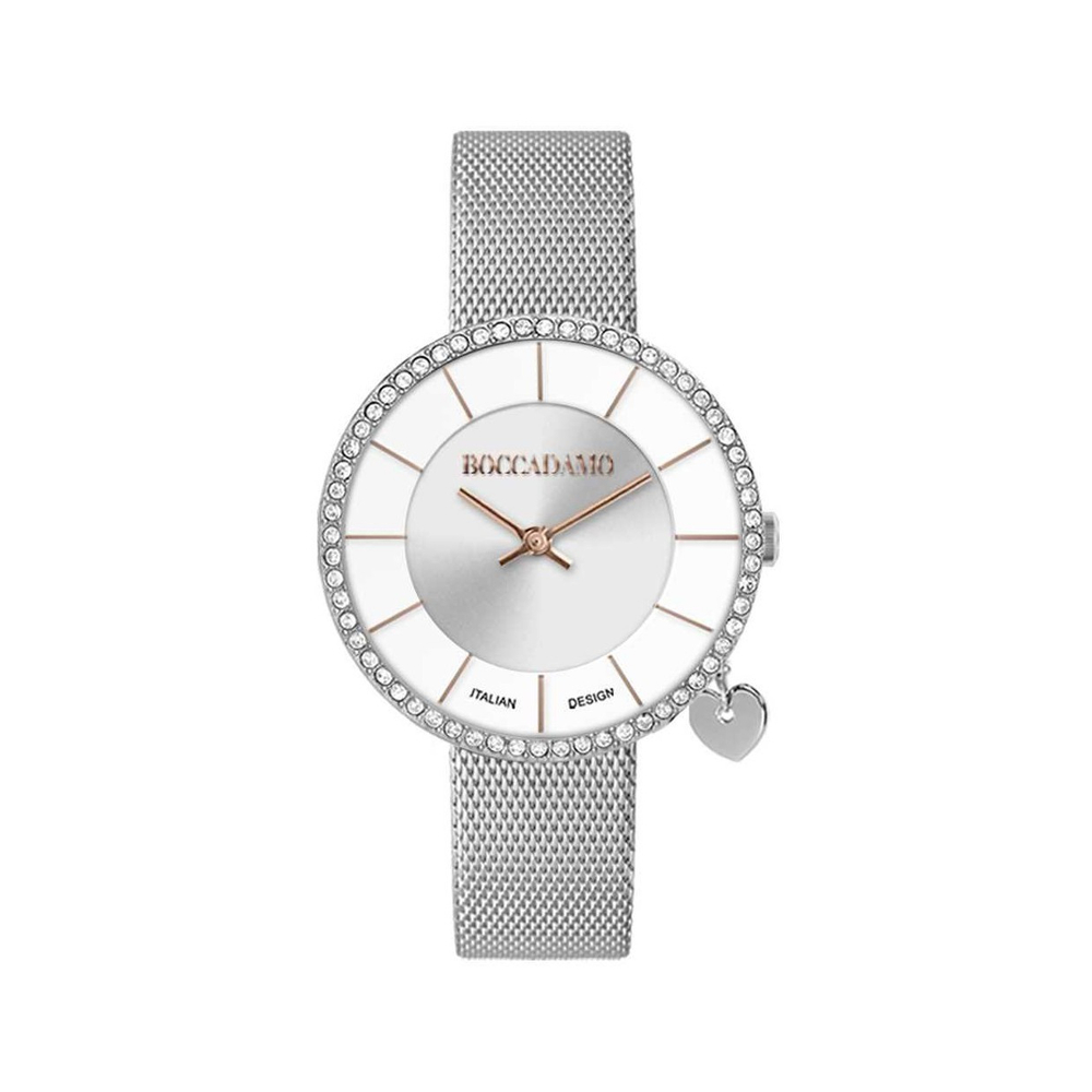 Часы Boccadamo Mya33 Silver White MX008 BW/S с минеральным стеклом, кристаллами Swarovski
