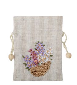 LK-14 Мешочек из льна «Цветочная корзина»