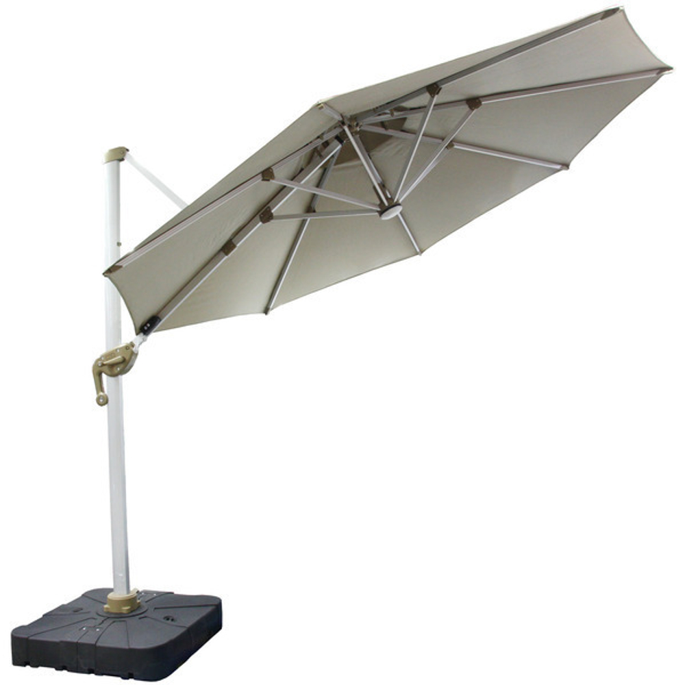 Зонт садовый складной с подставкой и подсветкой, круглый 300 см, бежевый