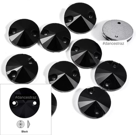 Стразы пришивные, Rivoli, Black Jet (A3), 14mm, (36 ea/pkg), (F2)