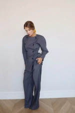 Брюки палаццо на средней посадке, Серый