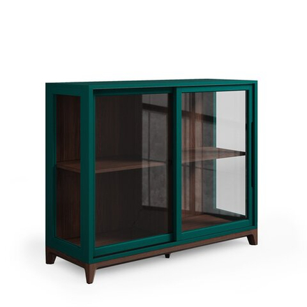 Низкая витрина CS160 Дуб тёмный, изумруд RAL 6004