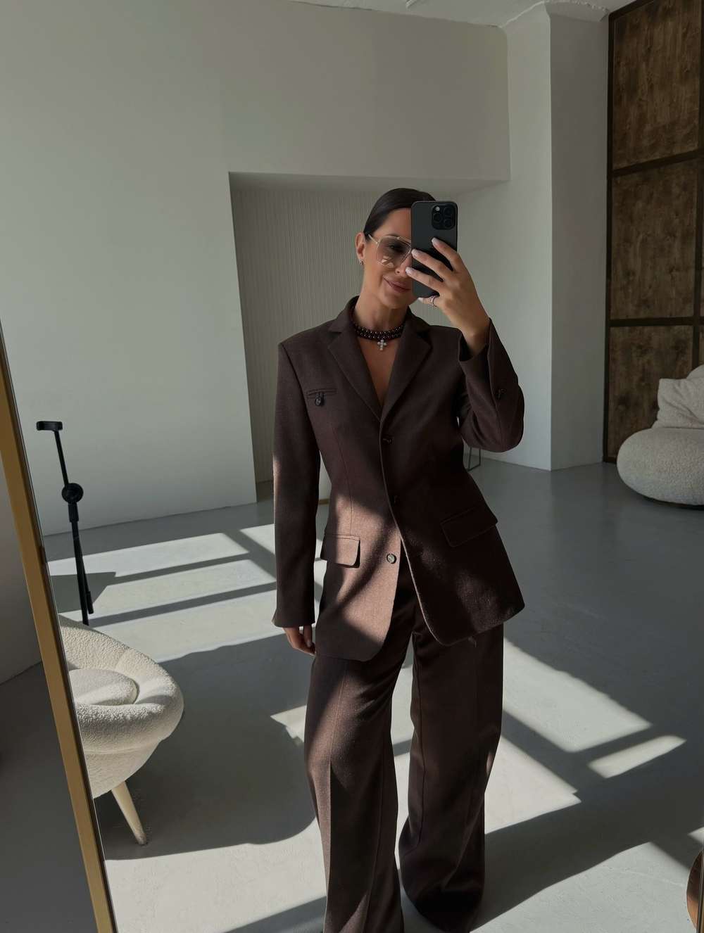 Чокер с крестом шоколадный