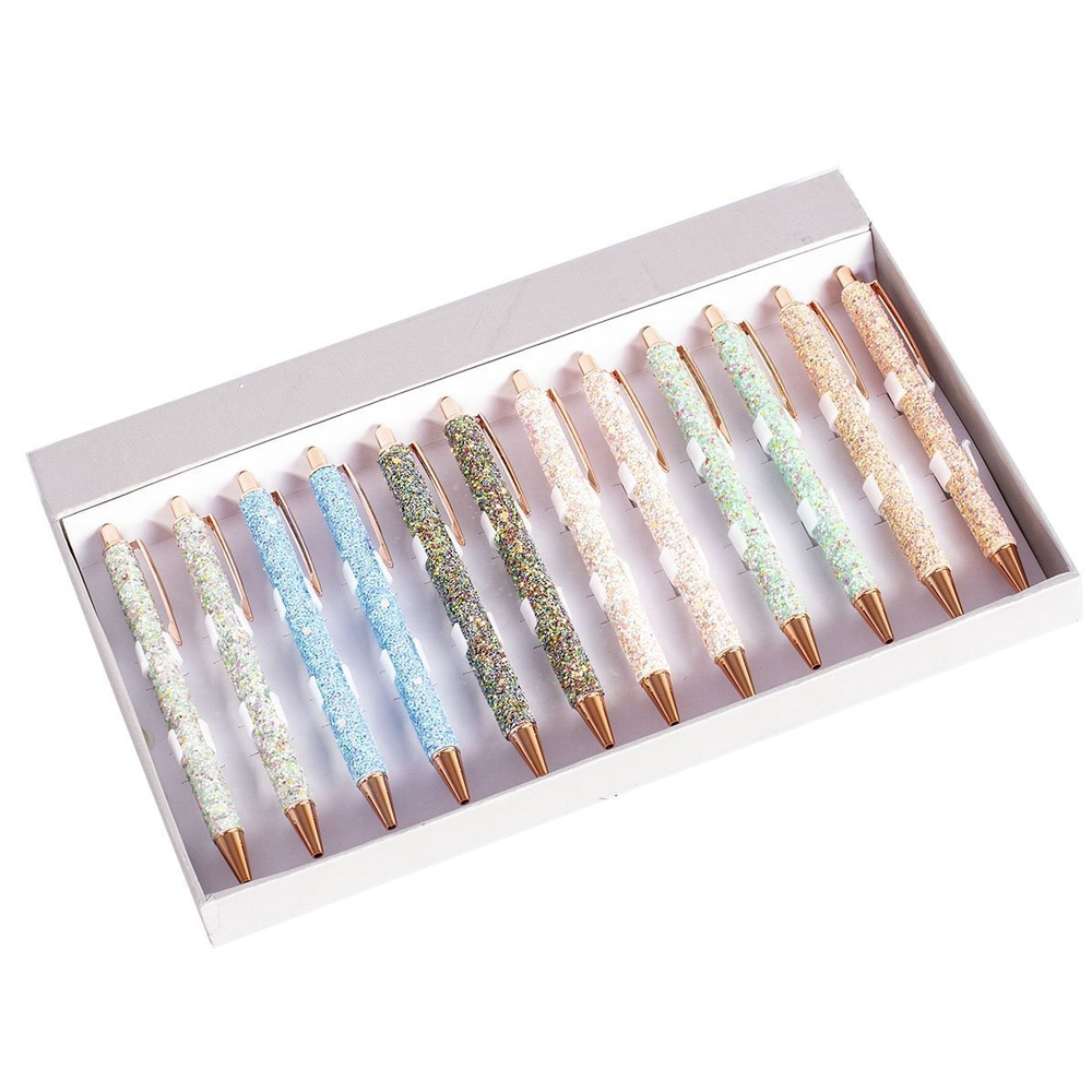 Ручка подарочная шариковая автоматическая Alingar "Блеск", синяя, 1,0 мм, металлический цветной корпус, ассорти, карт. уп.