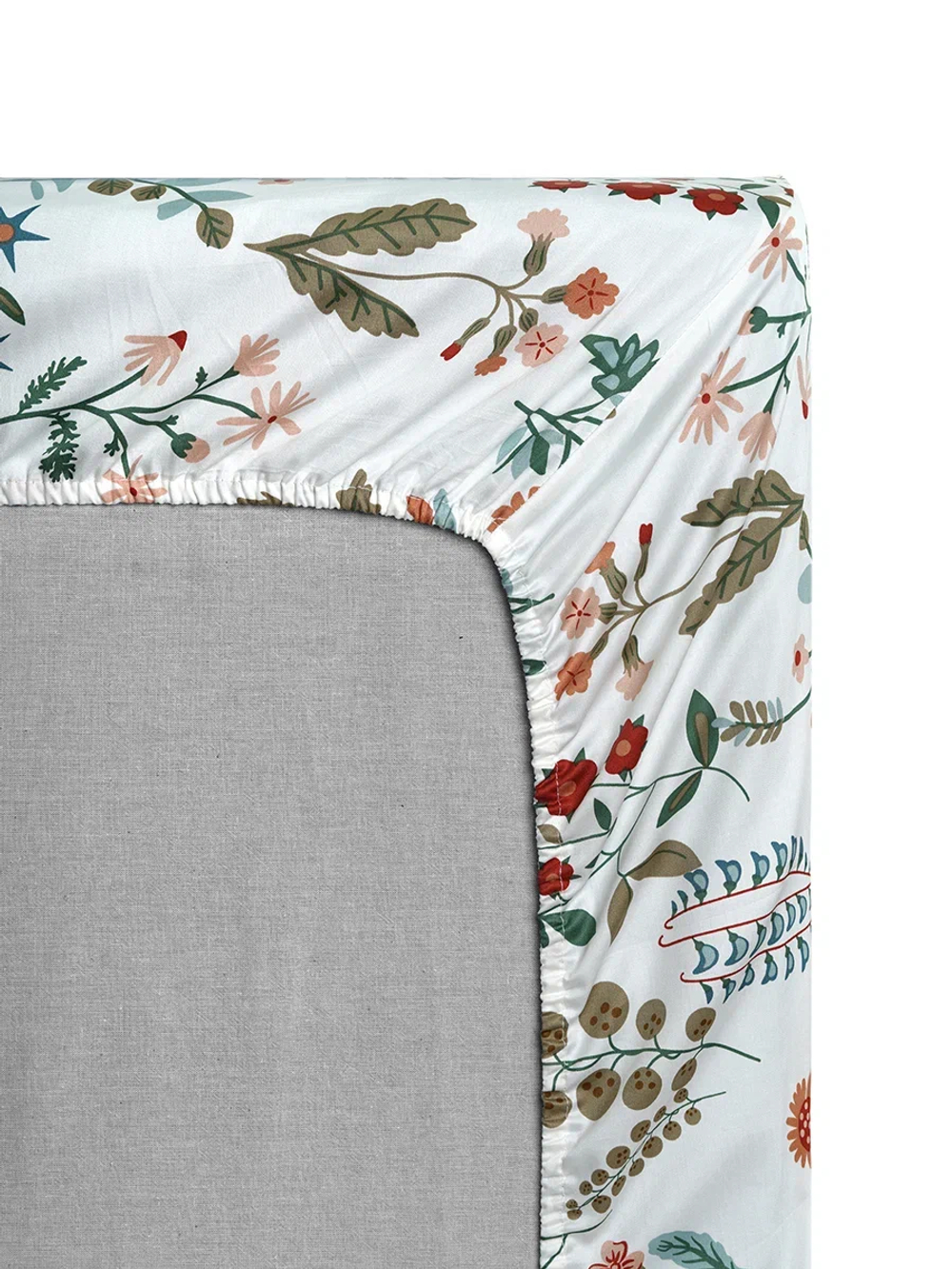 Сатиновая простынь на резинке ГЛОРИЯ 160х200 | цветочный принт