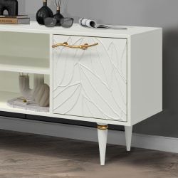 Тумба под ТВ Арт Колор leaves 155см Классик Голд Белый опал