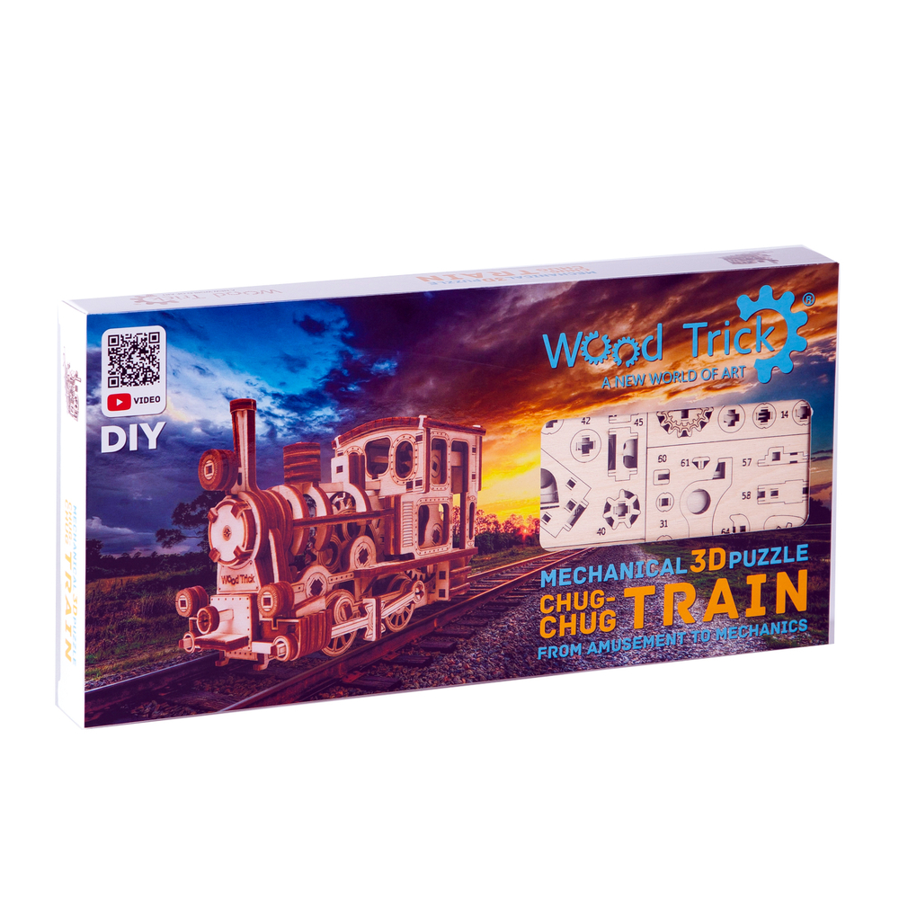 Механическая сборная модель Wood Trick Паровозик с рельсами