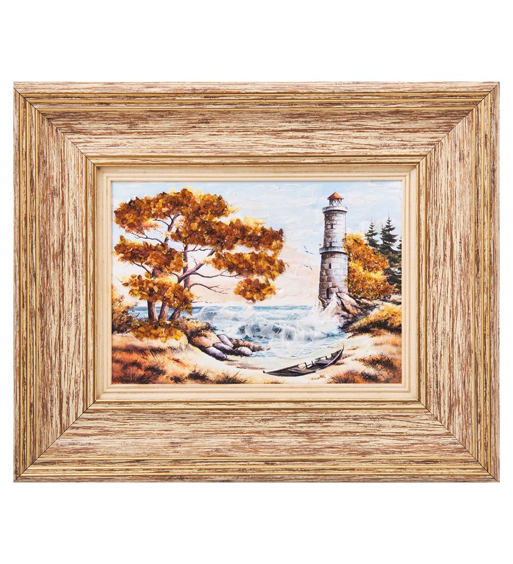 AMB-03/62 Картина «Красота природы» (с янтарной крошкой) H-32см