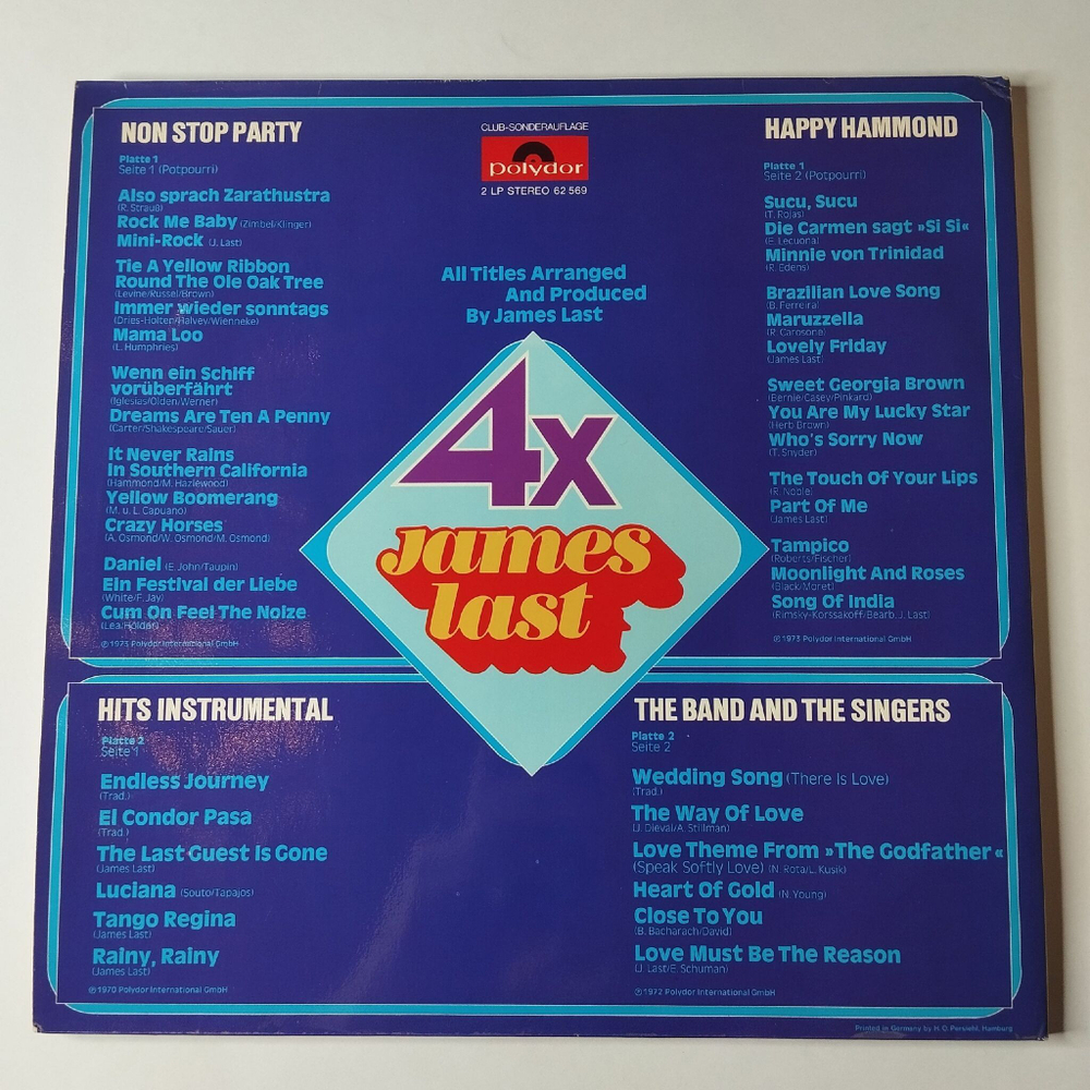 Винтажная виниловая пластинка LP 4 X James Last Джеймс Ласт (Germany 1974) El Condor Pasa