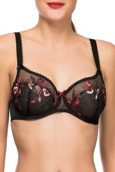 Бюстгальтер Ashley с мягкой чашкой, украшенной вышивкой (Размер: 90F) (Цвет: черный)