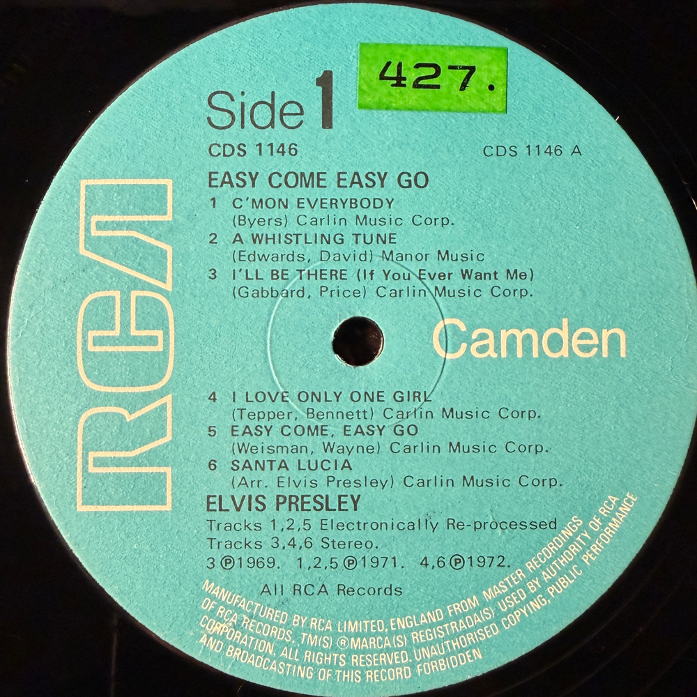 Elvis Presley - Easy Come, Easy Go (Англия 1975г.)