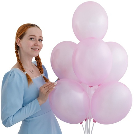 Нежно-розовые воздушные шары металлик Экстра Pink