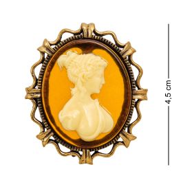 AM-2597 Брошь «Камея» (латунь, янтарь)