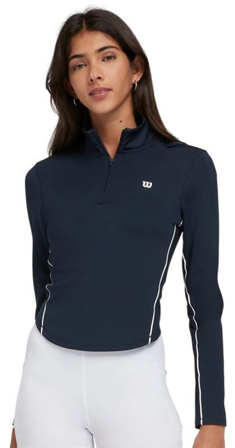 Женская теннисная футболка   Wilson Brentwood Half-Zip Longsleeve