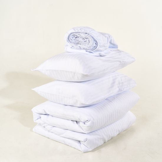 Простыня на резинке  Premier, страйп сатин  120х200х30см. LINNEN