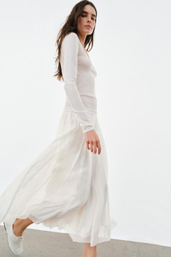 ZARA ТОП ИЗ ТОНЧАЙШЕГО ТРИКОТАЖА, БЕЛЫЙ