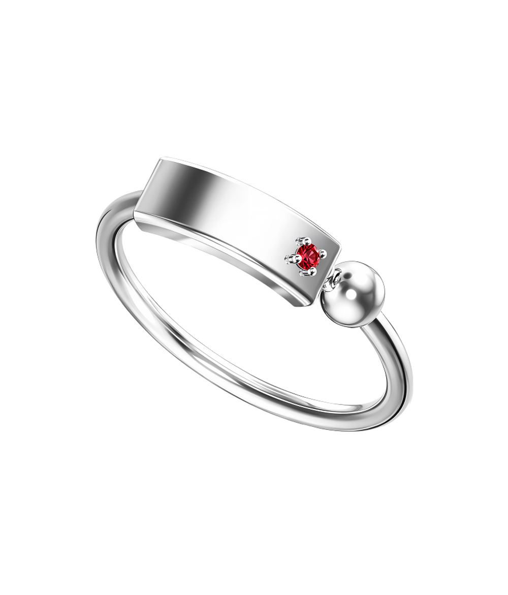 Кольцо из серебра со вставкой из выращенного рубина