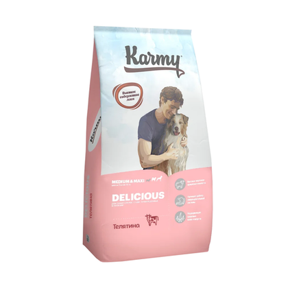 Сухой корм для собак средних и крупных пород старше 1 года Karmy Delicious Medium & Maxi Телятина