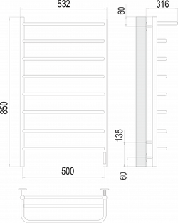 Полотенцесушитель Terminus Полка П8 500х850 Электро (quick touch)