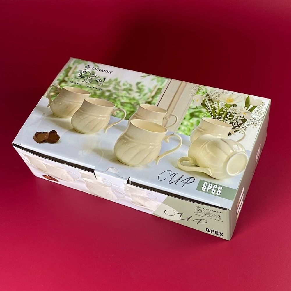 Lenardi 164-018 Набор из 6 кружек 300мл в под.уп.(х12)Фарфор