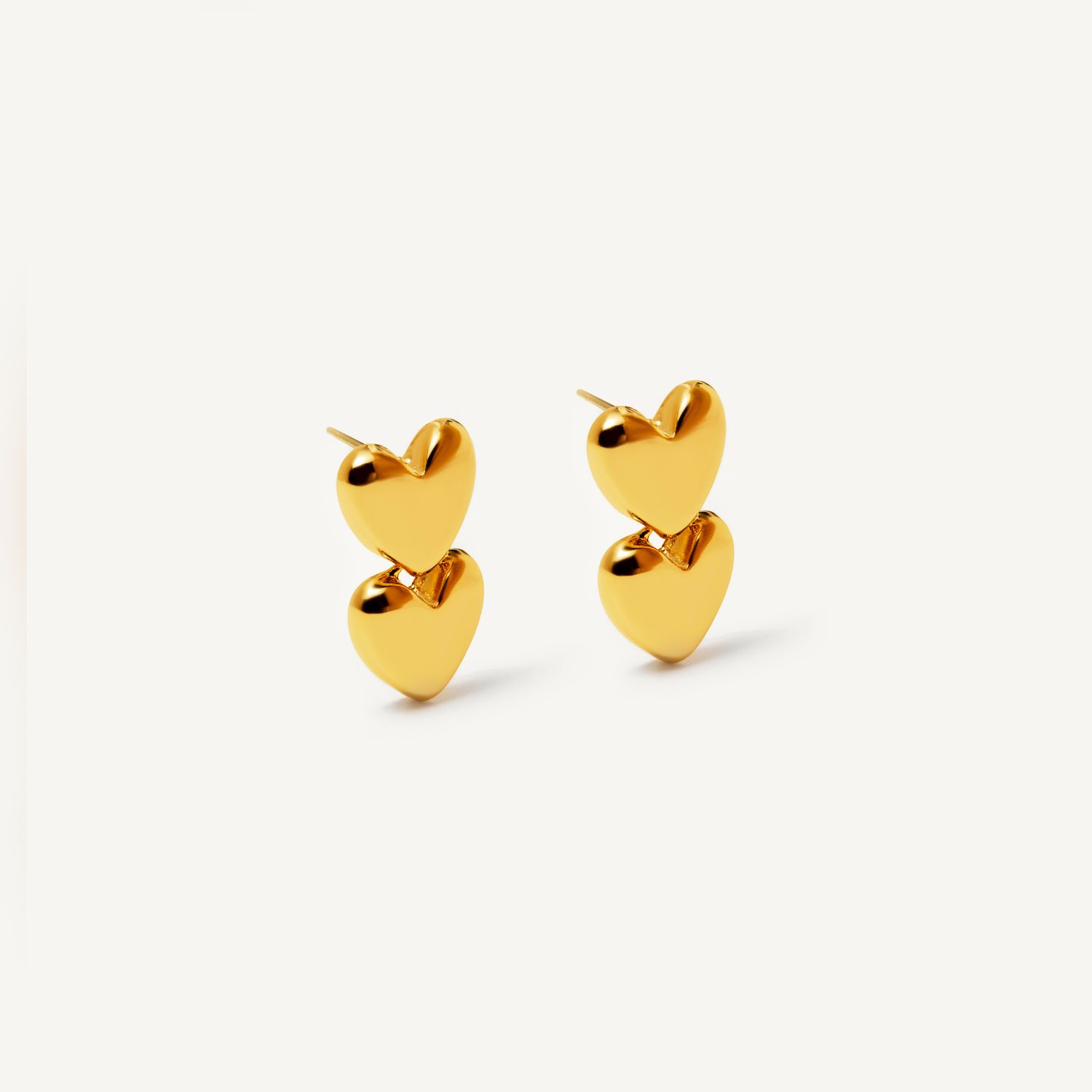 Серьги Double Heart Earrings - Gold