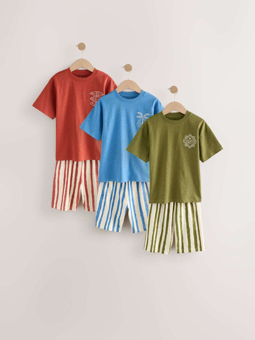 Пижама для мальчика Next AM2-794, 3 шт., Хаки, Голубой, Красный